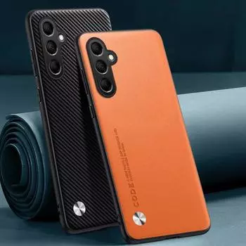 Матовый чехол для Samsung Galaxy S25 Ultra S25 Plus S24FE Простой силиконовый чехол из искусственной кожи с полной защитой для Samsung S23 Plus Samsung S25 Ultra оранжевый