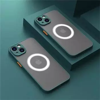 Матовый чехол для телефона Magsafe для iPhone 15, 14, 13, 12, 11 Pro Max Mini Plus X XR XS, магнитная защитная задняя крышка с беспроводной зарядкой For iphone12Mini
