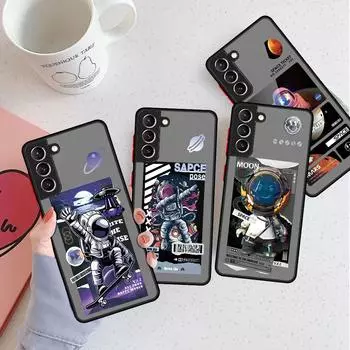 Матовый чехол с милым астронавтом и планетой для Samsung Galaxy S22 S20 S21 FE S10 S9 Plus S8 Capa Note 20 Ultra 10 Lite, чехол для телефона Samsung S22 5G