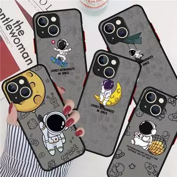 Матовый чехол с милым мультяшным астронавтом для Apple iPhone 14 11 13 7 12 Pro 7 XR XS Max 8 6s SE 2022, мягкий чехол для телефона iPhone 14
