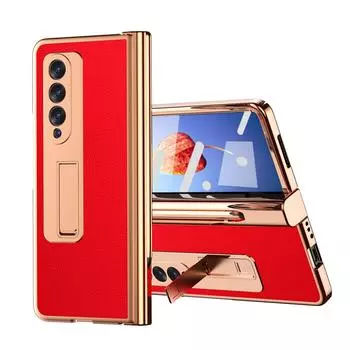 Матовый кожаный чехол с полной защитой для Samsung Galaxy Z Fold4 5g Fold 4 Fold3 Fold2 Fold 3 2, чехлы из закаленного стекла for Samsung Z Fold 3 белый