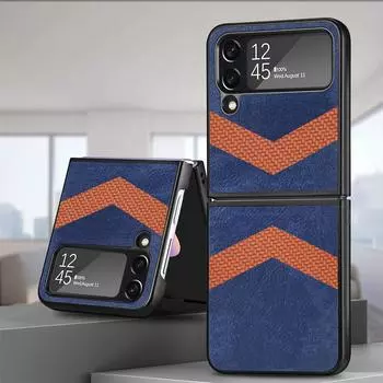 Матовый кожаный чехол с защитой от падения для Samsung Galaxy Z Flip 4 5g Flip4, тонкая сумка для телефона с защитой от падения for Samsung Z Flip 4 синий