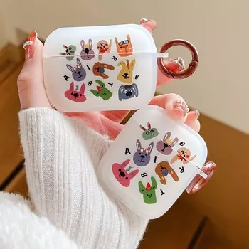Матовый мультфильм Семья животных собака кролик Art Ins Puppy Bunny милый беспроводной Bluetooth чехол для наушников для Apple Airpod 1 2 3 Pro 2nd For Airpods 1 2