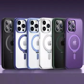 Матовый прозрачный чехол для Iphone 14 Pro Max с кольцевым держателем, магнитный чехол для телефона 11 12 13 14 Pro Max с поддержкой беспроводной зарядки For iPhone 14Pro Max синий