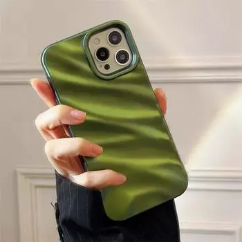 Матовый темно-зеленый чехол для телефона с волнистой текстурой для Iphone 13 14 12 11 Pro Max 14promax, силиконовые противоударные чехлы на заднюю крышку For iPhone 12 Pro зелёный