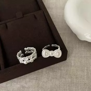 Matte Metal Bow Love Ring Female Niche Unique Personality Fashion Trend Temperament Versatile Ring Ring