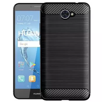 Матовый силиконовый чехол TPU для Huawei Y7 2017 Роскошные мягкие чехлы из углеродного волокна для Huawei Y7 Смартфон Задняя крышка Coque Fundas Y7 2017 чёрный