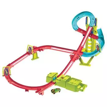 MATTEL Hot Wheels Neon Speeders Speed Circuit Playset с 1-летним ребенком и HPC07 [Игровой набор мини-машинка] [5 шт.] [Подарок] оранжевый