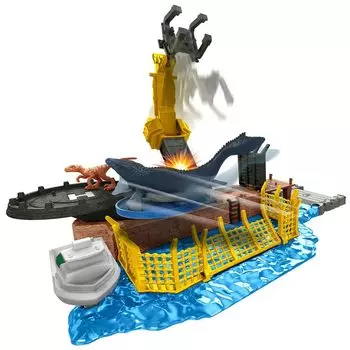 Mattel JURASSIC WORLD New Ruler Минифигурка Игровой набор Мозазавр 4 года HFF11 Буйство! [Из старого] синий