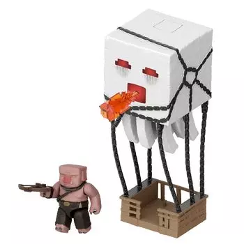 Mattel Minecraft Фильм Что-то большое и шумное Атака огненного шара Порыв и арбалет Пиглин Фигурка Возраст от 6 лет и старше Белый JFB69 Детский
