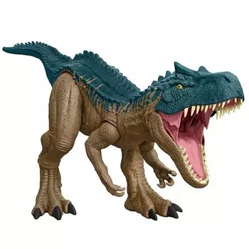 mattel Мир Юрского периода МИР) Очень большой! Фигурки аллозавров для детей, игрушки динозавры Общая длина: приблизительно. 100 см От 4 лет синий/коричневый HRX53