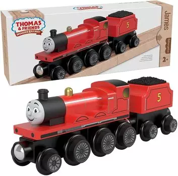 Mattel Thomas the Tank Engine Series Wooden Rail Джеймсу лет и HBK12 (Томас) [Автомобильный поезд] [2 вверх] [Настоящее время]