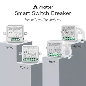 Matter WIFI Smart Switch Module Relay Breaker HomeKit Wireless Control Breaker работает с Siri Alexa Google Home Smart Home Life 1gang