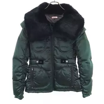 MAX&CO меховой пуховик 40 зеленый Женский Б/у