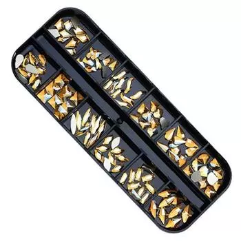 May Brown Aurora Nail Design Mix Nail Stone, 1 piece, Bronze Gold