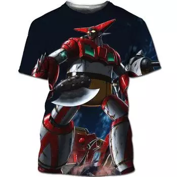 Mazinger Z, футболки с 3D принтом, НЛО-робот, мужская и женская футболка с круглым вырезом и короткими рукавами, уличная одежда большого размера, футболки в стиле хип-хоп для мальчиков и девочек XXL