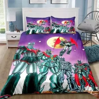 Mazinger z UFO Robot Grendizer Комплект постельного белья Single Twin Full Queen King Size Комплект постельного белья для взрослых мальчиков Спальня Аниме Постельное белье Подарок 135x200cm 2pcs