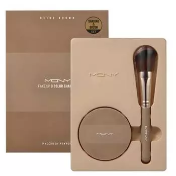 McQueen New York Fake-up 3-цветная растушевка 9 г + кисть для растушевки, бежево-коричневый, 7 наборов