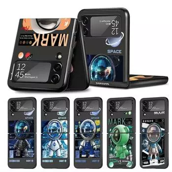 Mechanical Astronaut Space Case For Samsung Galaxy Z Flip 3 4 5G Black Hard PC Phone Housing Z flip4 Luxury Coque Shell Samsung Z Flip 5G