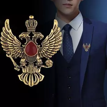 Медаль, булавка для рубашки, двуглавый орел, крылья ангела, модные аксессуары, ювелирные броши, брошь, булавки