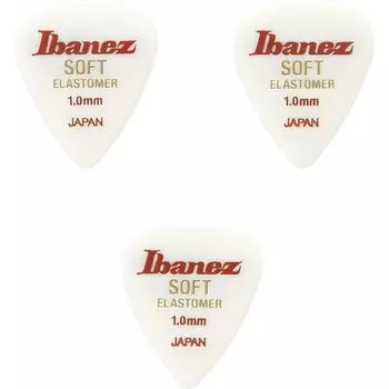 Медиатор Ibanez New Sensation из нового материала эластомер, в комплекте 3 медиатора каплевидной формы SOFT 1,0 мм BEL14ST10