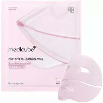 MEDICUBE PDRN Розовая коллагеновая гелевая маска-пленка 4 листа - Увлажняющий и подтягивающий корейский уход за кожей 4 sheets