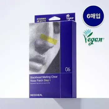 Mediheal Blackhead Melting Clear Nose Pack Step One Смягчение кожного сала, 6 упаковок, корейская маска для носа