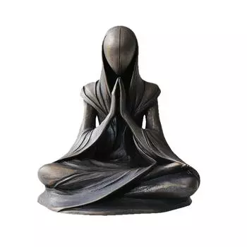 Meditating Alien Statue Resin Crafts Ornaments Desktop Decoration Meditation Creative Gift One Size