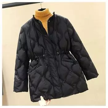 Medium and long cotton-padded clothes for women s winter small fragrant temperament, new foreign-style waist cotton-padded jackets small jackets M [Recommended 85 to 52.5 kg]
