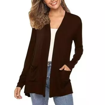 Medium Length Cardigan Women Long Outerwears Autumn Women s Clothes Elegant Fit Girls Fall Fashion Female Commute Sweater S хаки