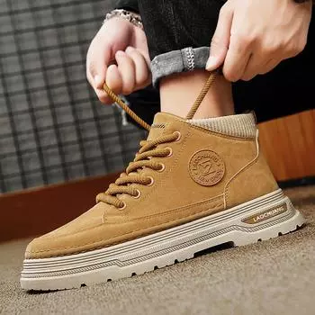 Medium-top men s shoes heightened leather Martin boots men s autumn British style high-top tooling trendy shoes men s 2024 new models 39