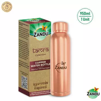Медная бутылка Zandu 950 мл, 1 шт., Медь | Герметичная бутылка для йоги