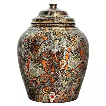 Медный диспенсер для воды Matka с печатным рисунком, для хранения, для домашнего сада, 13 л, оранжевый