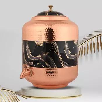 Медный диспенсер для воды Royal Black Hammer Carved Matka Vessels с краном из нержавеющей стали 11 литров