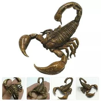 Медный скорпион, украшение, металлическая изящная скульптура, украшение для вечеринки, латунный сад, старинный шарм 5.2x4.2cm