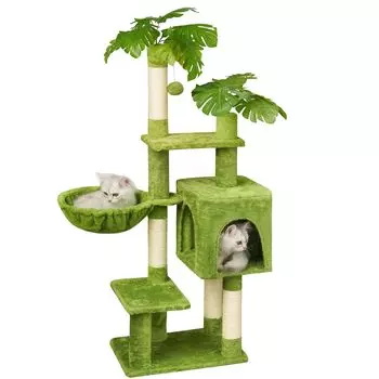 Meecal Cat Tower with Cat Multiple For Space Claw Sharpening Cat Fall Prevention Natural Hemp Observation Relieve Lack of Exercise Height 120cm зелёный