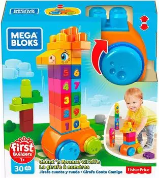 Mega Blocks Mega Blocks для детей от 1 года и старше 123 Прыгающий жираф для детей и GFG19 (МЕГА БЛОКИ) Считать! [1 вверх] [30 штук]