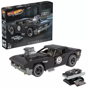 MEGA Hot Wheels Roger Dodger поставляется с 1 литой машинкой возрастом 10 лет и HDJ98 [Набор блоков] [1011 деталей] [10 шт.]