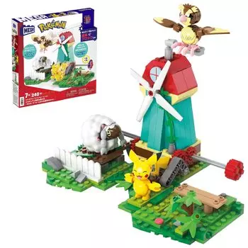 MEGA Pokemon Adventure World Пикачу и веселый ветреный холм Вулу и вращающаяся ветряная мельница блока 240 лет и HKT21 ~Poppo, набор~ [Номер