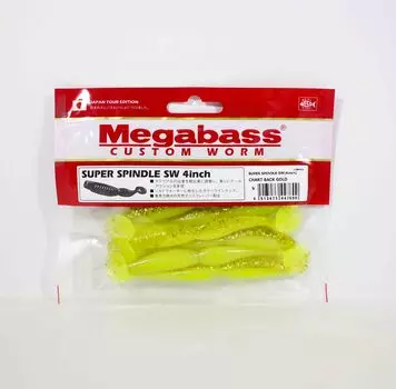 Megabass Super Spindle Worm SW Power Up 4 Inch Soft Lure Chart Gold (7600)