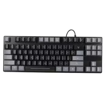 Механическая игровая клавиатура многофункциональная 87 клавиш цветная подсветка USB проводная клавиатура для игр