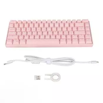 Механическая клавиатура 82 клавиши 3 режима подключения RGB-подсветка Эргономичная розовая игровая клавиатура для Red axis