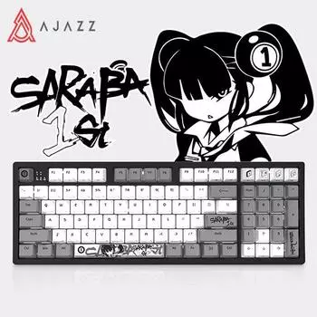 Механическая клавиатура AJazz S1, дополнительная тема, ограниченное количество 98 игр, офис Cherry red switch белый/серый