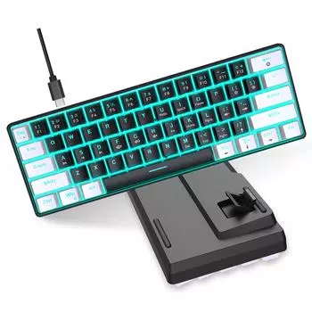 Механическая клавиатура HXSJ V900 RGB, 61 клавиша, игровая клавиатура, высококачественные синие переключатели, прочная и черный белый