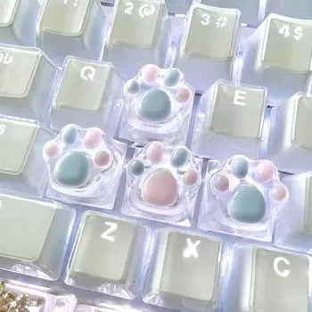 Механическая клавиатура Смола Keycap кошачьи лапки Pad Прозрачная подсветка RGB Wasd Стрелка Esc Клавиша мультяшный милый Oem Xda Cherry Profile Mx Switch B