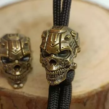 Механический череп голова латунный нож бусины EDC DIY паракорд плетеный браслет шнур кулон аксессуары для уличного инструмента подвески амулеты латунный