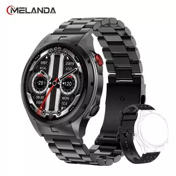 MELANDA 1,43-дюймовый AMOLED-экран, Bluetooth-вызов, музыка, умные часы, мужские спортивные фитнес-трекер, водонепроницаемые умные часы для Android IOS EX102U