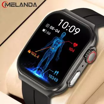MELANDA 1,96-дюймовый HD сенсорный экран Bluetooth Вызов Смарт-часы Мониторинг здоровья Спортивное отслеживание Смарт-часы Android IOS NX15