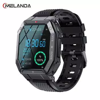 MELANDA новые 1,85-дюймовые мужские умные часы с большим экраном и Bluetooth-вызовом, спортивные военные фитнес-трекеры, умные часы для мужчин