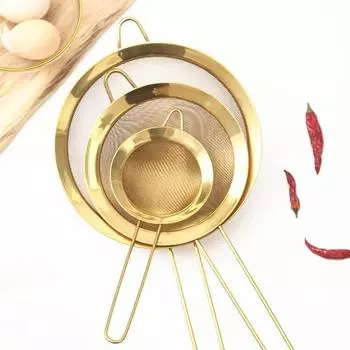 Мелкоячеистое сито из нержавеющей стали для масла, золотое сито для муки, сито, дуршлаг, сетчатый фильтр для муки, кофе, инструменты для выпечки, кухонные формы для выпечки 8cm золотой